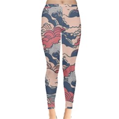 Waves Ocean Sea Water Pattern Rough Seas Inside Out Leggings by Ravend