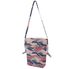 Waves Ocean Sea Water Pattern Rough Seas Folding Shoulder Bag by Ravend