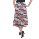 Waves Ocean Sea Water Pattern Rough Seas Midi Mermaid Skirt View2