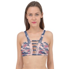 Waves Ocean Sea Water Pattern Rough Seas Cage Up Bikini Top by Ravend