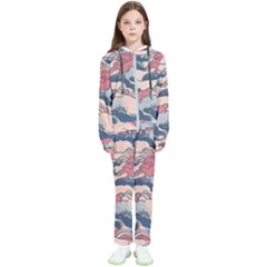 Waves Ocean Sea Water Pattern Rough Seas Kids  Tracksuit by Ravend