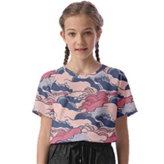 Waves Ocean Sea Water Pattern Rough Seas Kids  Basic Tee by Ravend