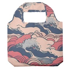 Waves Ocean Sea Water Pattern Rough Seas Premium Foldable Grocery Recycle Bag by Ravend