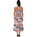 Waves Ocean Sea Water Pattern Rough Seas Tie-Strap Tiered Midi Chiffon Dress View4