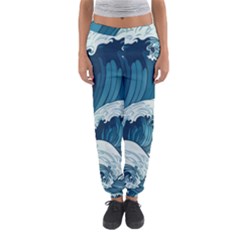 Waves Ocean Sea Pattern Water Tsunami Rough Seas Women s Jogger Sweatpants by Ravend