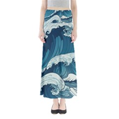 Waves Ocean Sea Pattern Water Tsunami Rough Seas Full Length Maxi Skirt by Ravend