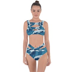 Waves Ocean Sea Pattern Water Tsunami Rough Seas Bandaged Up Bikini Set  by Ravend