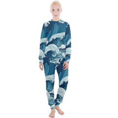 Waves Ocean Sea Pattern Water Tsunami Rough Seas Women s Lounge Set by Ravend