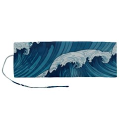 Waves Ocean Sea Pattern Water Tsunami Rough Seas Roll Up Canvas Pencil Holder (m) by Ravend