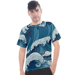 Waves Ocean Sea Pattern Water Tsunami Rough Seas Men s Sport Top by Ravend