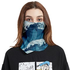 Waves Ocean Sea Pattern Water Tsunami Rough Seas Face Covering Bandana (two Sides) by Ravend