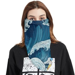 Waves Ocean Sea Pattern Water Tsunami Rough Seas Face Covering Bandana (triangle) by Ravend