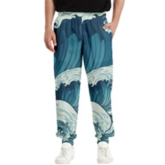 Waves Ocean Sea Pattern Water Tsunami Rough Seas Men s Elastic Waist Pants by Ravend