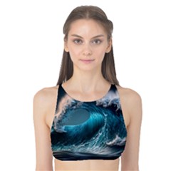 Tsunami Waves Ocean Sea Water Rough Seas Tank Bikini Top by Ravend