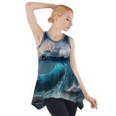 Tsunami Waves Ocean Sea Water Rough Seas Side Drop Tank Tunic by Ravend