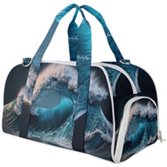 Tsunami Waves Ocean Sea Water Rough Seas Burner Gym Duffel Bag by Ravend