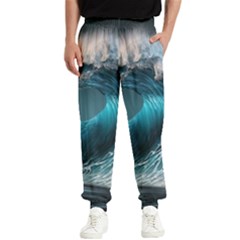 Tsunami Waves Ocean Sea Water Rough Seas Men s Elastic Waist Pants by Ravend