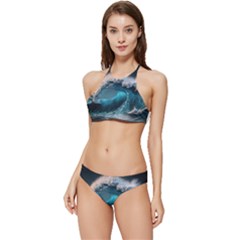 Tsunami Waves Ocean Sea Water Rough Seas Banded Triangle Bikini Set by Ravend