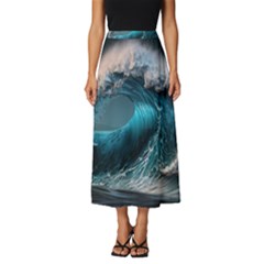 Tsunami Waves Ocean Sea Water Rough Seas Classic Midi Chiffon Skirt