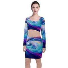 Waves Ocean Sea Tsunami Nautical Nature Water Top And Skirt Sets by Ravend