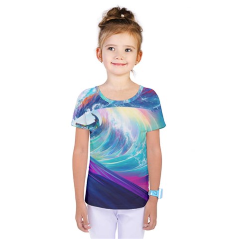 Waves Ocean Sea Tsunami Nautical Nature Water Kids  One Piece Tee by Ravend