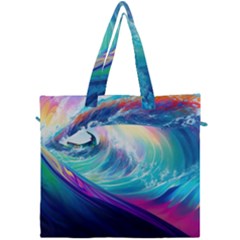 Waves Ocean Sea Tsunami Nautical Nature Water Canvas Travel Bag by Ravend