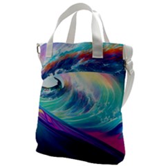 Waves Ocean Sea Tsunami Nautical Nature Water Canvas Messenger Bag by Ravend