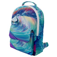 Waves Ocean Sea Tsunami Nautical Nature Water Flap Pocket Backpack (small) by Ravend