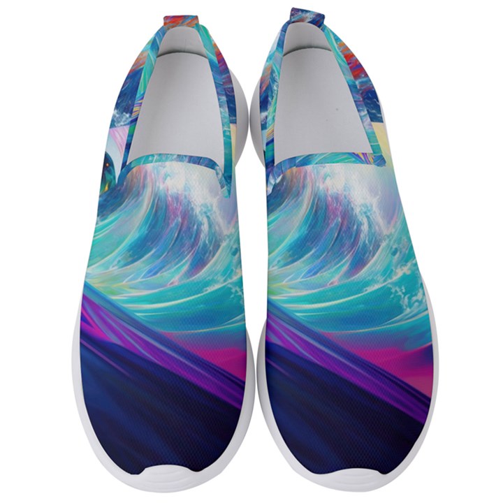 Waves Ocean Sea Tsunami Nautical Nature Water Men s Slip On Sneakers