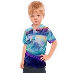 Waves Ocean Sea Tsunami Nautical Nature Water Kids  Polo Tee