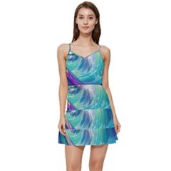 Waves Ocean Sea Tsunami Nautical Nature Water Short Frill Dress