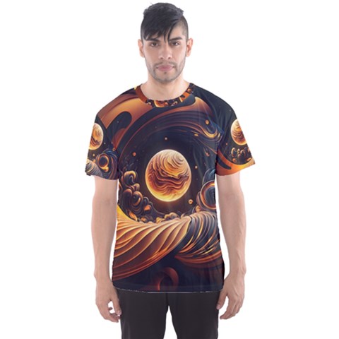 Ai Generated Swirl Space Design Fractal Light Abstract Men s Sport Mesh Tee by Ravend