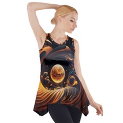 Ai Generated Swirl Space Design Fractal Light Abstract Side Drop Tank Tunic by Ravend