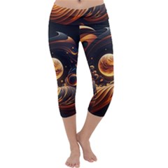 Ai Generated Swirl Space Design Fractal Light Abstract Capri Yoga Leggings by Ravend