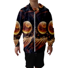 Ai Generated Swirl Space Design Fractal Light Abstract Kids  Hooded Windbreaker by Ravend