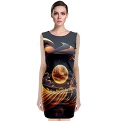 Ai Generated Swirl Space Design Fractal Light Abstract Classic Sleeveless Midi Dress by Ravend