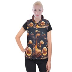 Ai Generated Swirl Space Design Fractal Light Abstract Women s Button Up Vest by Ravend