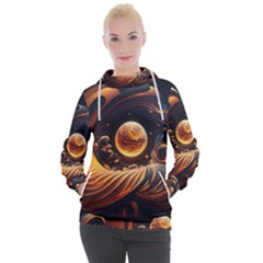 Ai Generated Swirl Space Design Fractal Light Abstract Women s Hooded Pullover by Ravend