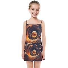 Ai Generated Swirl Space Design Fractal Light Abstract Kids  Summer Sun Dress by Ravend