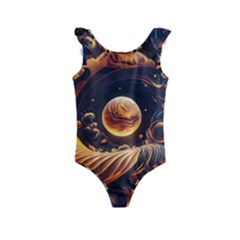 Ai Generated Swirl Space Design Fractal Light Abstract Kids  Frill Swimsuit by Ravend