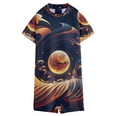 Ai Generated Swirl Space Design Fractal Light Abstract Kids  Boyleg Half Suit Swimwear by Ravend