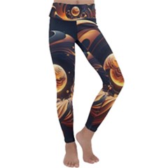 Ai Generated Swirl Space Design Fractal Light Abstract Kids  Lightweight Velour Classic Yoga Leggings by Ravend