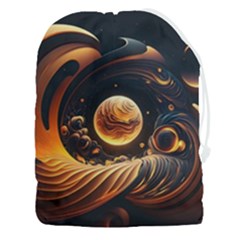 Ai Generated Swirl Space Design Fractal Light Abstract Drawstring Pouch (3xl) by Ravend