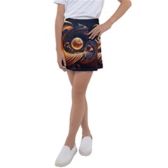 Ai Generated Swirl Space Design Fractal Light Abstract Kids  Tennis Skirt by Ravend