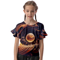 Ai Generated Swirl Space Design Fractal Light Abstract Kids  Cut Out Flutter Sleeves by Ravend