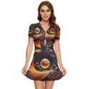 Ai Generated Swirl Space Design Fractal Light Abstract V-Neck High Waist Chiffon Mini Dress View1