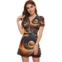 Ai Generated Swirl Space Design Fractal Light Abstract V-Neck High Waist Chiffon Mini Dress View2