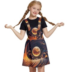 Ai Generated Swirl Space Design Fractal Light Abstract Kids  Apron Dress by Ravend