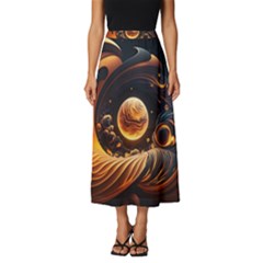 Ai Generated Swirl Space Design Fractal Light Abstract Classic Midi Chiffon Skirt