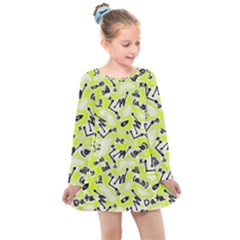 Background Pattern Graphic Beautiful Wallpaper Art Kids  Long Sleeve Dress by Ravend